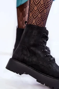 Damskie Botki Na Platformie Czarne Randi