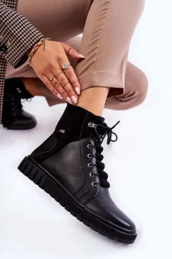 Damskie Botki Na Platformie Czarne Kristin