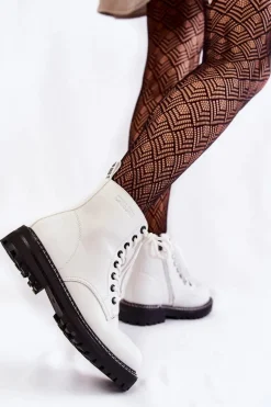 Damskie Botki Na Platformie Big Star KK274539 Białe