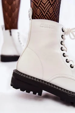 Damskie Botki Na Platformie Big Star KK274539 Białe