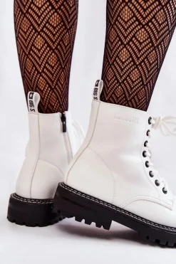 Damskie Botki Na Platformie Big Star KK274539 Białe