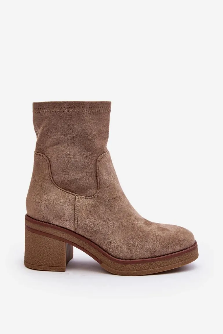 Damskie Botki Na Słupku Beżowe Argastis