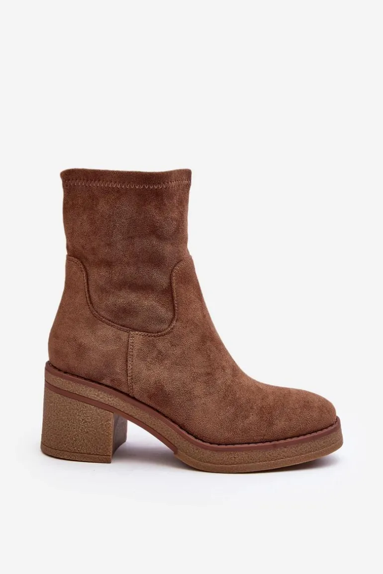 Damskie Botki Na Słupku Brązowe Argastis