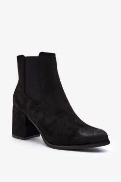 Damskie Botki Na Słupku Czarne Arianti