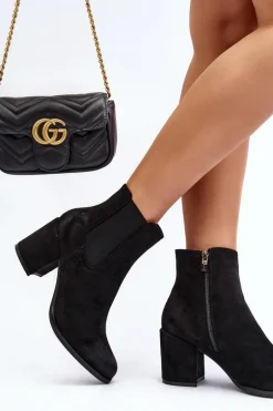 Damskie Botki Na Słupku Czarne Arianti