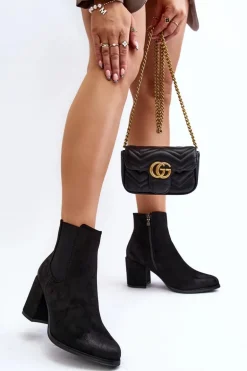 Damskie Botki Na Słupku Czarne Arianti