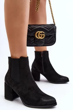 Damskie Botki Na Słupku Czarne Arianti