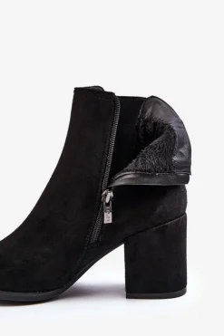 Damskie Botki Na Słupku Czarne Arianti