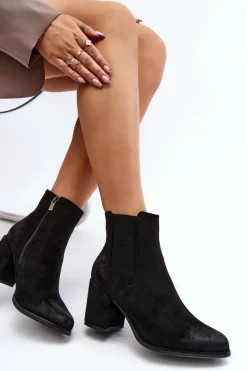 Damskie Botki Na Słupku Czarne Arianti