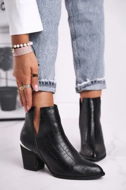 Damskie Botki Na Słupku Czarne Ruben