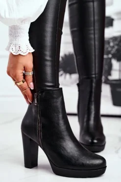 Damskie Botki Na Słupku Czarne Eugene