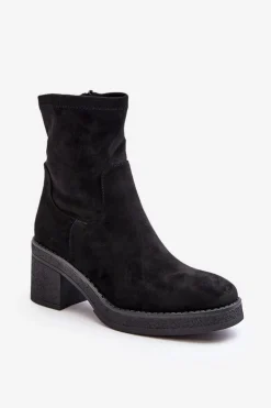 Damskie Botki Na Słupku Czarne Argastis