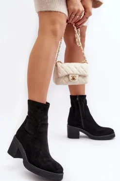 Damskie Botki Na Słupku Czarne Argastis