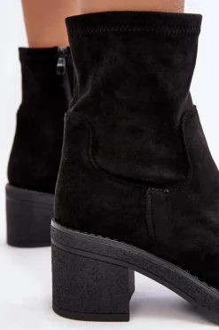 Damskie Botki Na Słupku Czarne Argastis