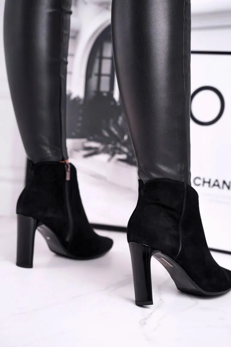 Damskie Botki na Słupku Laura Messi Czarne 2200