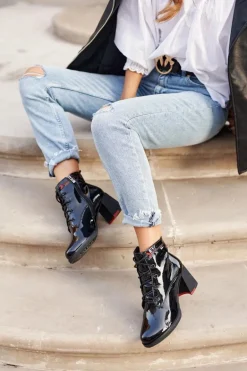 Damskie Botki Na Słupku Lakierowane Czarne Do It Better