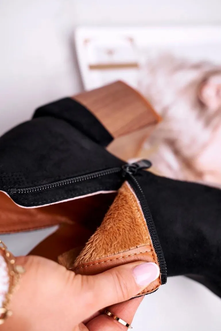 Damskie Botki Na Słupku Wycięte Czarne Meliori Dream