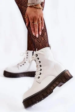 Damskie Botki Na Suwak Big Star KK274536 Białe