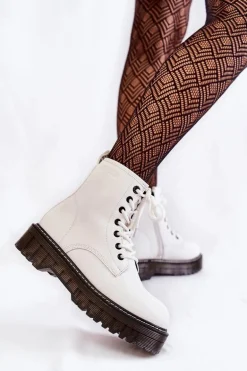 Damskie Botki Na Suwak Big Star KK274536 Białe