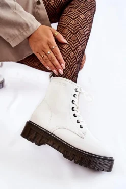 Damskie Botki Na Suwak Big Star KK274536 Białe