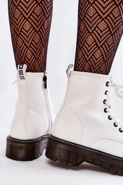 Damskie Botki Na Suwak Big Star KK274536 Białe