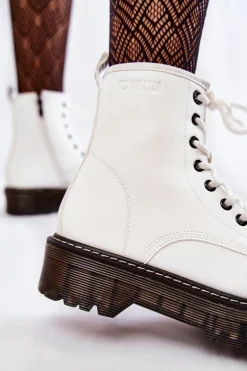 Damskie Botki Na Suwak Big Star KK274536 Białe