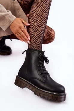 Damskie Botki Na Suwak Big Star KK274537 Czarne