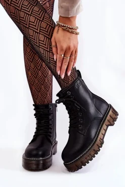 Damskie Botki Na Suwak Big Star KK274537 Czarne