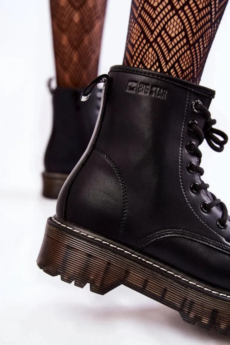 Damskie Botki Na Suwak Big Star KK274537 Czarne