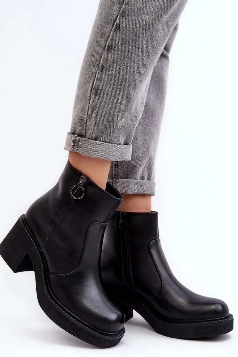 Damskie Botki Na Suwak Czarne Romella