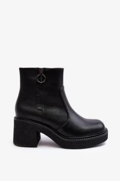 Damskie Botki Na Suwak Czarne Romella