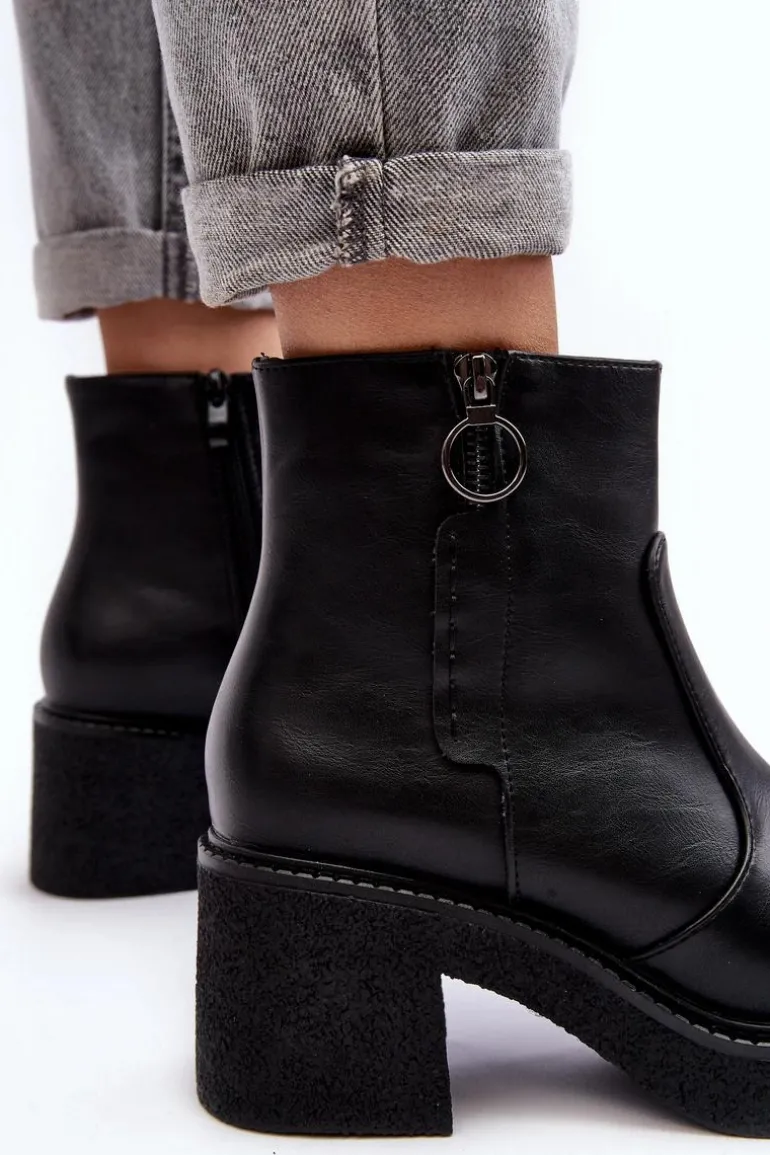 Damskie Botki Na Suwak Czarne Romella