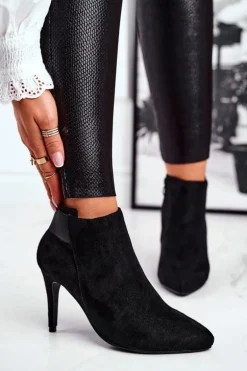 Damskie Botki Na Szpilce Czarne Office