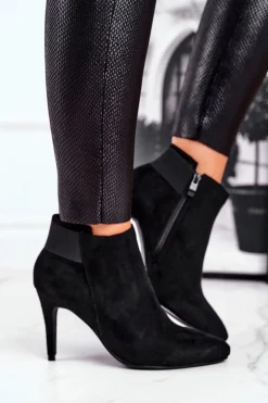 Damskie Botki Na Szpilce Czarne Office