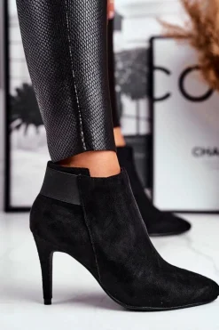 Damskie Botki Na Szpilce Czarne Office