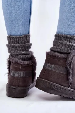 Damskie Botki Śniegowce Big Star KK274623 Szare