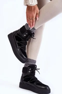 Damskie Botki Śniegowce La.Fi 280072B-QN Czarne