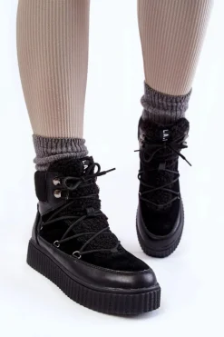 Damskie Botki Śniegowce La.Fi 280072B-QN Czarne