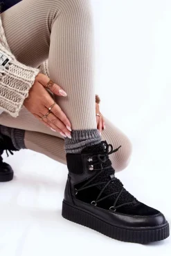 Damskie Botki Śniegowce La.Fi 280072B-QN Czarne