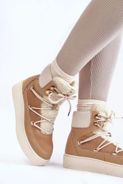 Damskie Botki Śniegowce La.Fi 280072TA-QN Beżowe