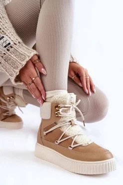 Damskie Botki Śniegowce La.Fi 280072TA-QN Beżowe