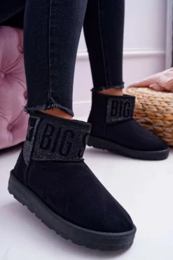 Damskie Botki Śniegowce Ocieplane Czarne Big Star EE274260