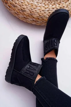 Damskie Botki Śniegowce Ocieplane Czarne Big Star EE274260