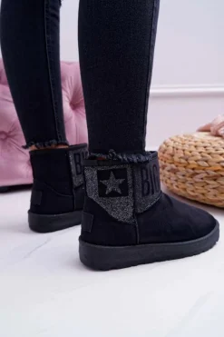 Damskie Botki Śniegowce Ocieplane Czarne Big Star EE274260