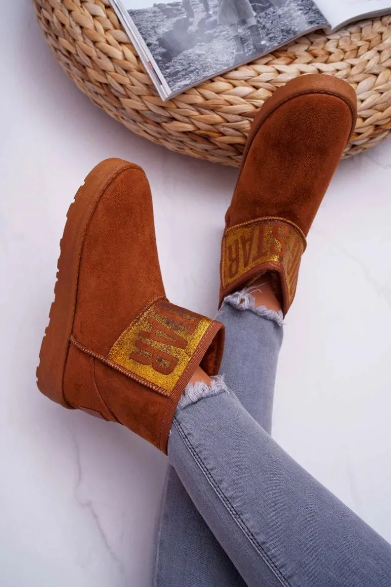 Damskie Botki Śniegowce Ocieplane Brązowe Big Star EE274259