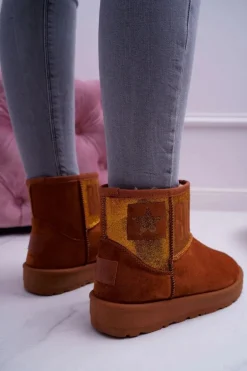 Damskie Botki Śniegowce Ocieplane Brązowe Big Star EE274259