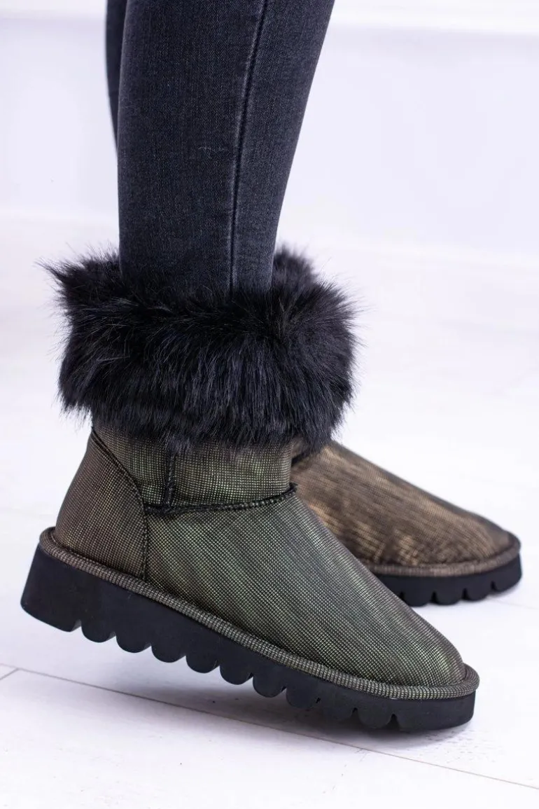 Damskie Botki Śniegowce Wysokie Z Futerkiem Fourrure