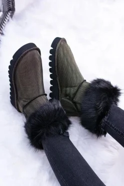 Damskie Botki Śniegowce Wysokie Z Futerkiem Fourrure