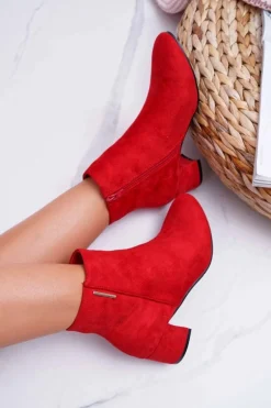 Damskie Botki Ocieplane Czerwone Fiorelli