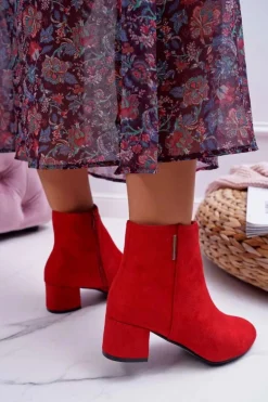 Damskie Botki Ocieplane Czerwone Fiorelli